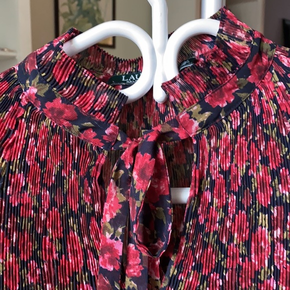 Ralph Lauren Blouse Floral Full Sleeve Tie Collar - Picture 3 of 5